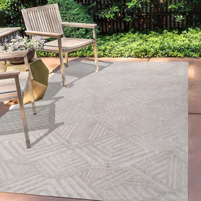 Ashley Jonathan Y Jordan High-low Pile Art Deco Geometric 3' X 5' Indoor/outdoor Area Rug In Neutral