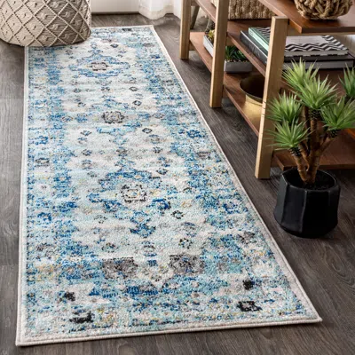 Ashley Jonathan Y Modern Persian 2' X 8' Medallion Runner Rug In Blue