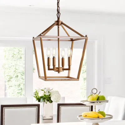 Ashley Jonathan Y Pagoda 4-bulb Pendant Light In Brown