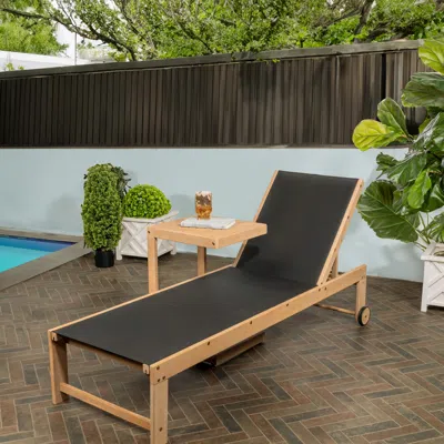 Ashley Jonathan Y Trabuco Outdoor Chaise Lounge With Side Table In Black