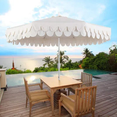 Ashley Jonathan Y Tracy 9' Outdoor Tilted Umbrella In Cream/white