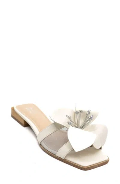 Ashley Kahen Blossom Slide Sandal In Beige