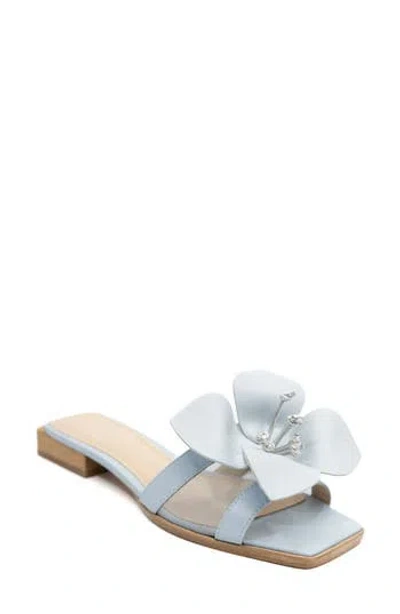 Ashley Kahen Blossom Slide Sandal In Blue