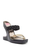 Ashley Kahen Melrose Cutout Wedge Rhinestone Sandal In Black