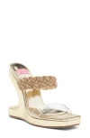 Ashley Kahen Melrose Cutout Wedge Rhinestone Sandal In Gold