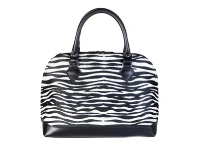 Ashley Kahen Olivia Dome Satchel In Black/white Zebra Print