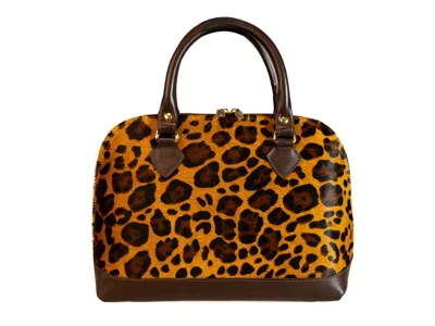 Ashley Kahen Olivia Dome Satchel In Brown Leopard Print