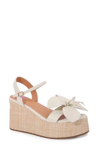 Ashley Kahen Tulip Ankle Strap Platform Wedge Sandal In Beige