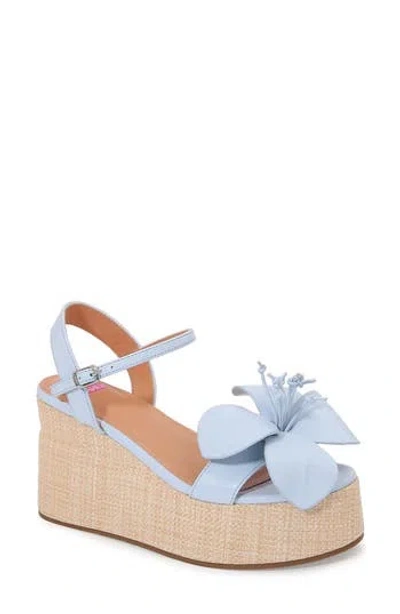 Ashley Kahen Tulip Ankle Strap Platform Wedge Sandal In Blue