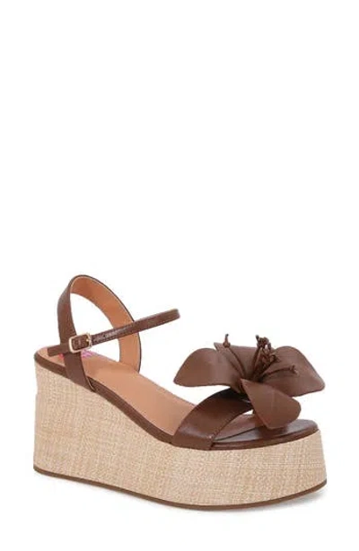 Ashley Kahen Tulip Ankle Strap Platform Wedge Sandal In Brown