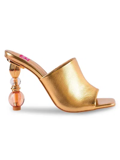 Ashley Kahen Women's Fame Crystal Ball Heel Sandals In Gold