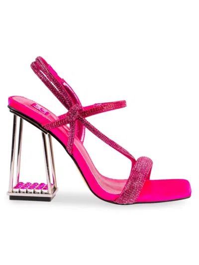 Ashley Kahen Women's Goddess Caged Rhinestone Sandals In Fuchsia