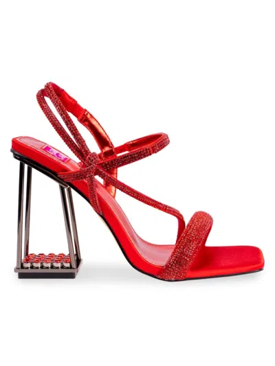 Ashley Kahen Women's Goddess Caged Rhinestone Sandals In Red