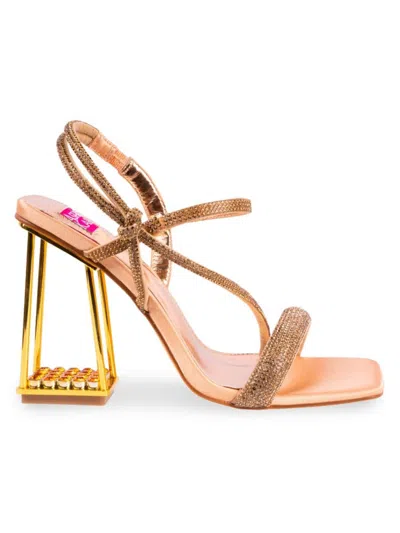 Ashley Kahen Women's Goddess Caged Rhinestone Sandals In Rose Gold