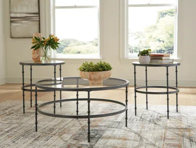 Ashley Kellyco Table (set Of 3) In Gray