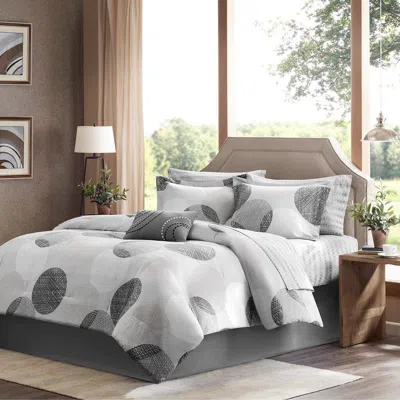 Ashley Knowles King 9 Piece Comforter Set With Bed Sheets In Gray