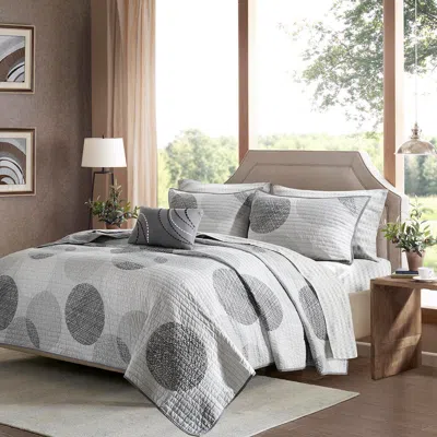 Ashley Knowles Queen 8 Piece Quilt Set With Bed Sheets In Gray