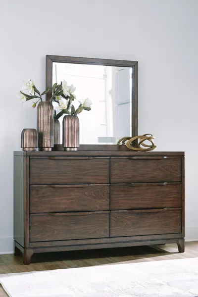 Ashley Korestone 6 Drawer Dresser And Mirror In Brown