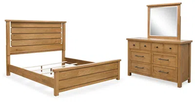 Ashley Kristiland California King Panel Bed With Mirrored Dresser In Brown