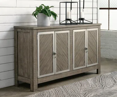 Ashley Krystanza Dining Server With Metal Framed Doors In Gray