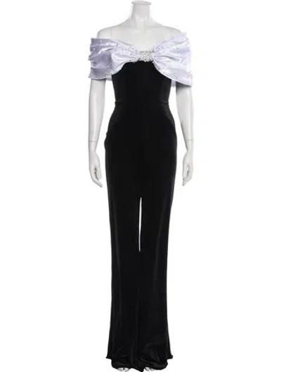 Pre-owned Ashley Lauren Off-the-shoulder Jumpsuit In Black