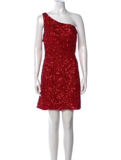 Pre-owned Ashley Lauren One-shoulder Mini Dress In Red