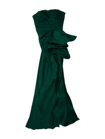 Pre-owned Ashley Lauren Strapless Long Dress In Green