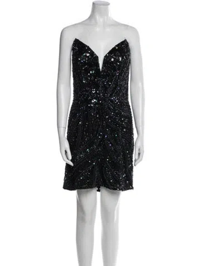 Pre-owned Ashley Lauren Strapless Mini Dress In Black