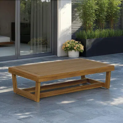 Ashley Linon Carmel Outdoor Cocktail Table In Brown