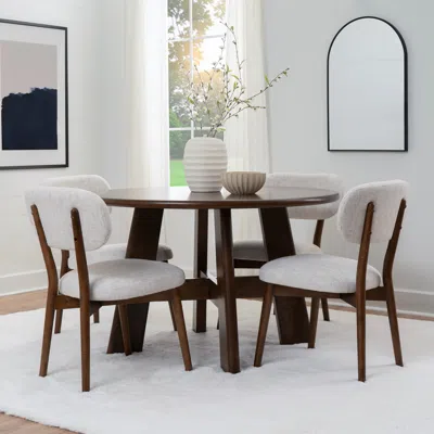Ashley Linon Curran Dining Table And 4 Chairs In Brown
