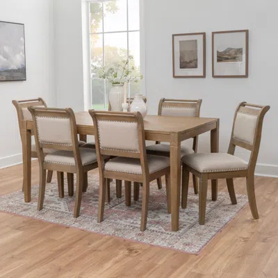 Ashley Linon Meri Dining Table And 6 Chairs In Brown