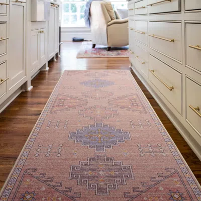 Ashley Linon Oakland Emerson 2'6" X 8' Runner Rug In Pink