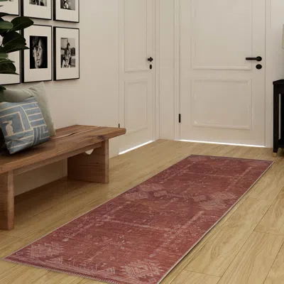 Ashley Linon Oakland Maynor 2'6" X 8' Runner Rug In Red