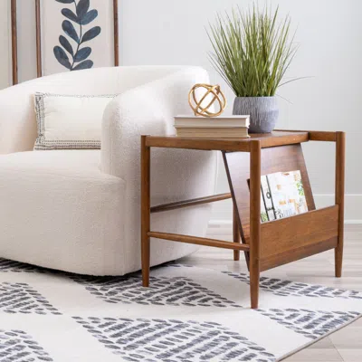 Ashley Linon Percy Accent Table With Magazine Rack In Brown