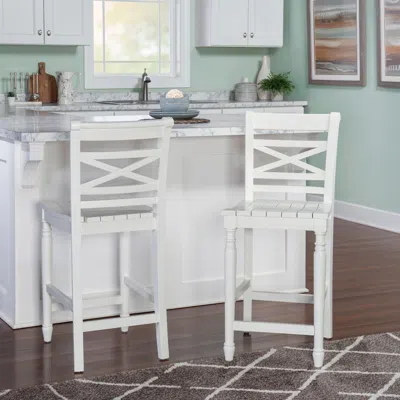 Ashley Linon Starke Counter Height Bar Stool In White