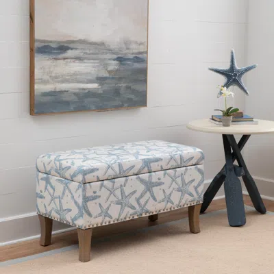 Ashley Linon Stephanie Starfish Storage Bench In Blue