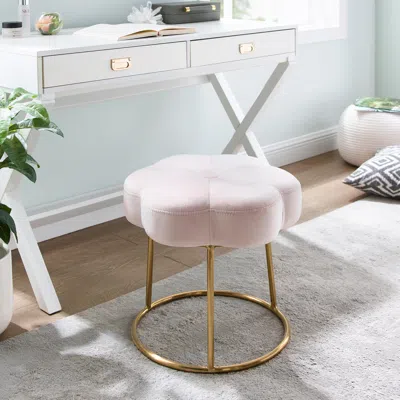 Ashley Linon Veda Vanity Stool In Pink