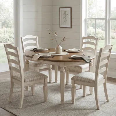 Ashley Linon Welliver Extendable Dining Table And 4 Chairs In Multi