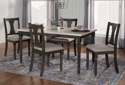 Ashley Linon Wesley Dining Table And 4 Chairs Set In Gray