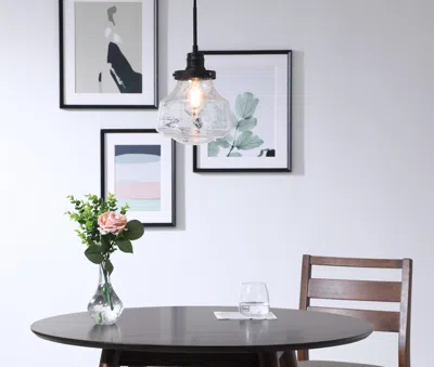 Ashley Living District Lyle 1 Light Black And Clear Seeded Glass Pendant In Multi