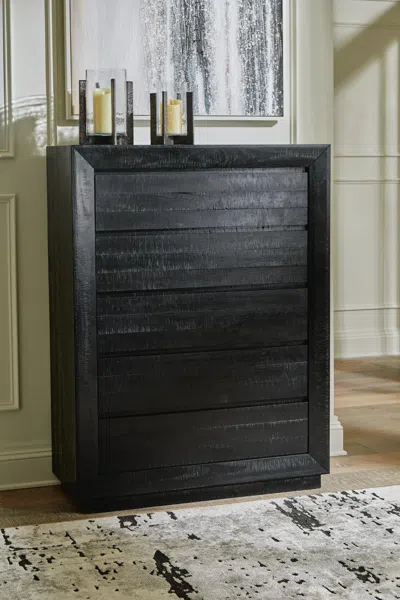 Ashley Londer 5 Drawer Chest Of Drawers In Brown