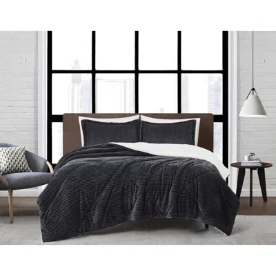 Ashley London Fog Plush 3-piece King Comforter Set In Gray