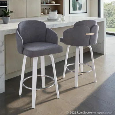 Ashley Lumisource Dahlia Counter Height Bar Stool (set Of 2) In Gray