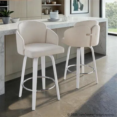 Ashley Lumisource Dahlia Counter Height Bar Stool (set Of 2) In White