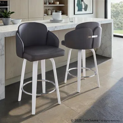 Ashley Lumisource Dahlia Solid Counter Height Bar Stool (set Of 2) In Gray