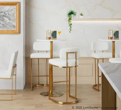 Ashley Lumisource Demi Bar Height Stool (set Of 2) In Gold
