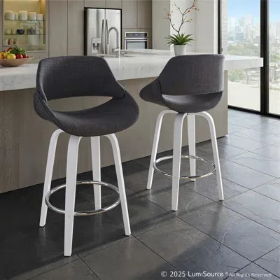 Ashley Lumisource Fabrico Counter Height Bar Stool (set Of 2) In Black