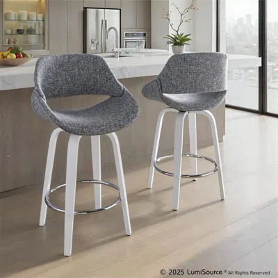 Ashley Lumisource Fabrico Counter Height Bar Stool (set Of 2) In Gray