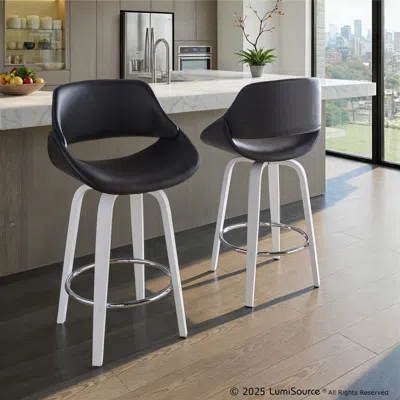 Ashley Lumisource Fabrico Swivel Counter Height Bar Stool (set Of 2) In Black