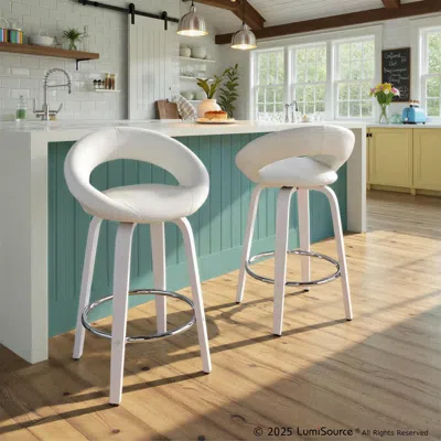 Ashley Lumisource Posh Counter Height Bar Stool (set Of 2) In White